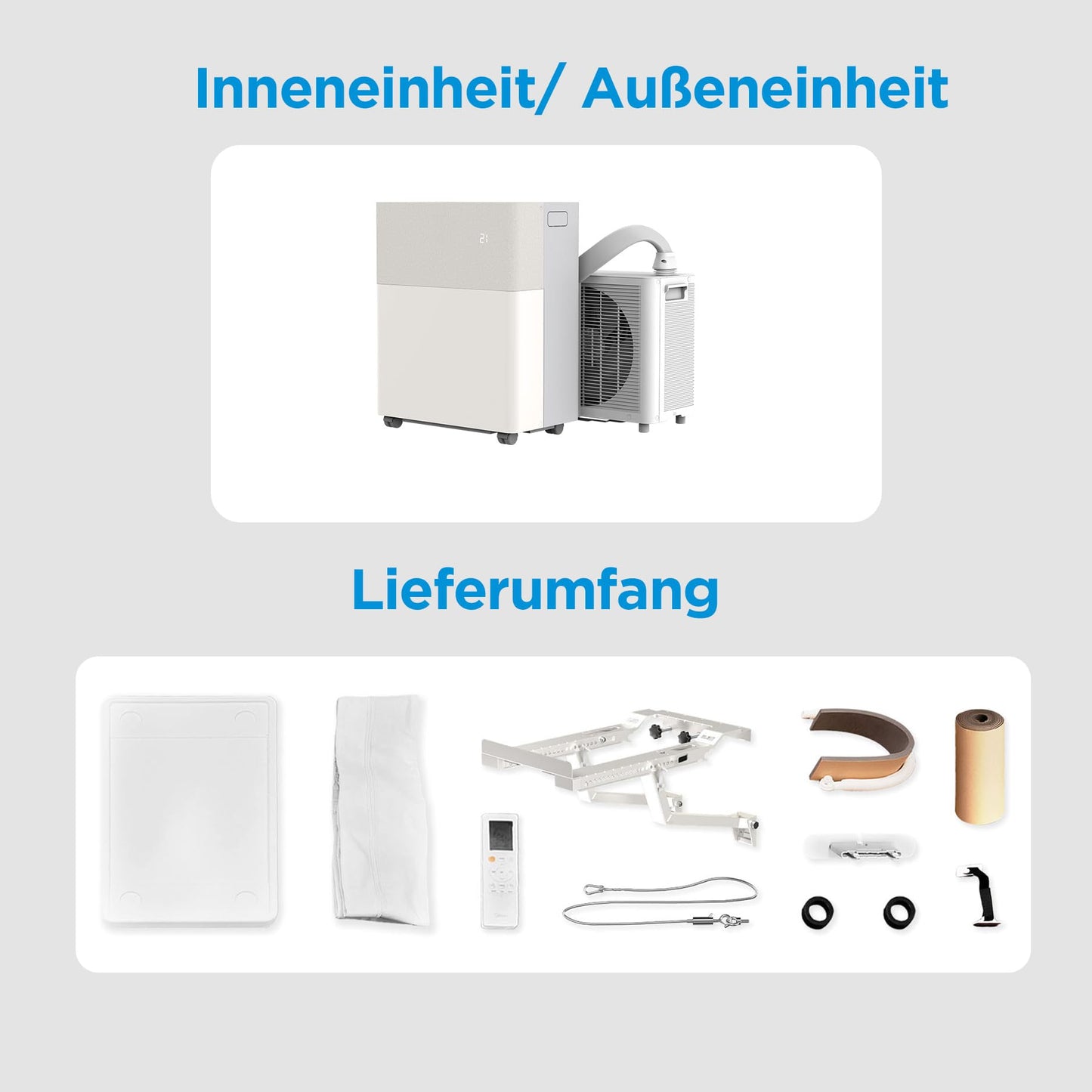 Midea PortaSplit-E Mobile Klimaanlage,Kühlen A++/Heizen A+, 12000 BTU 3,5kW