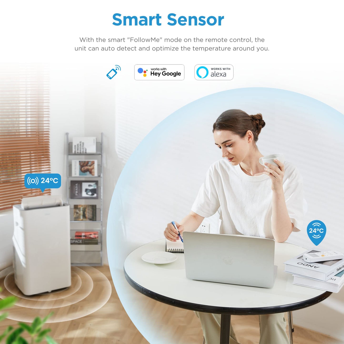 Midea Mobiles Klimagerät Silent Cool 26 Pro WF, 3-in-1 Klimaanlage mit Abluftschlauch, Kühlen & Entfeuchten&Ventilieren, 9000 BTU