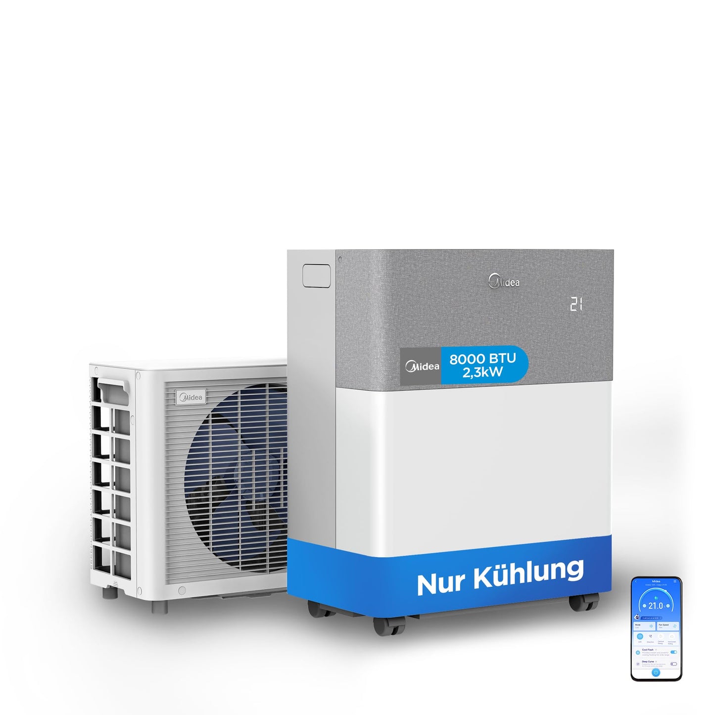 Midea Portasplit Cool Mobile Klimaanlage, nur Kühlung, A++, 8000 BTU