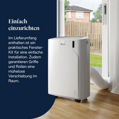 De'Longhi Pinguino - 3-in-1 Mobiles Klimagerät, für Räume bis 27 m², mit Luftentfeuchter & Ventilator, 9400 BTU