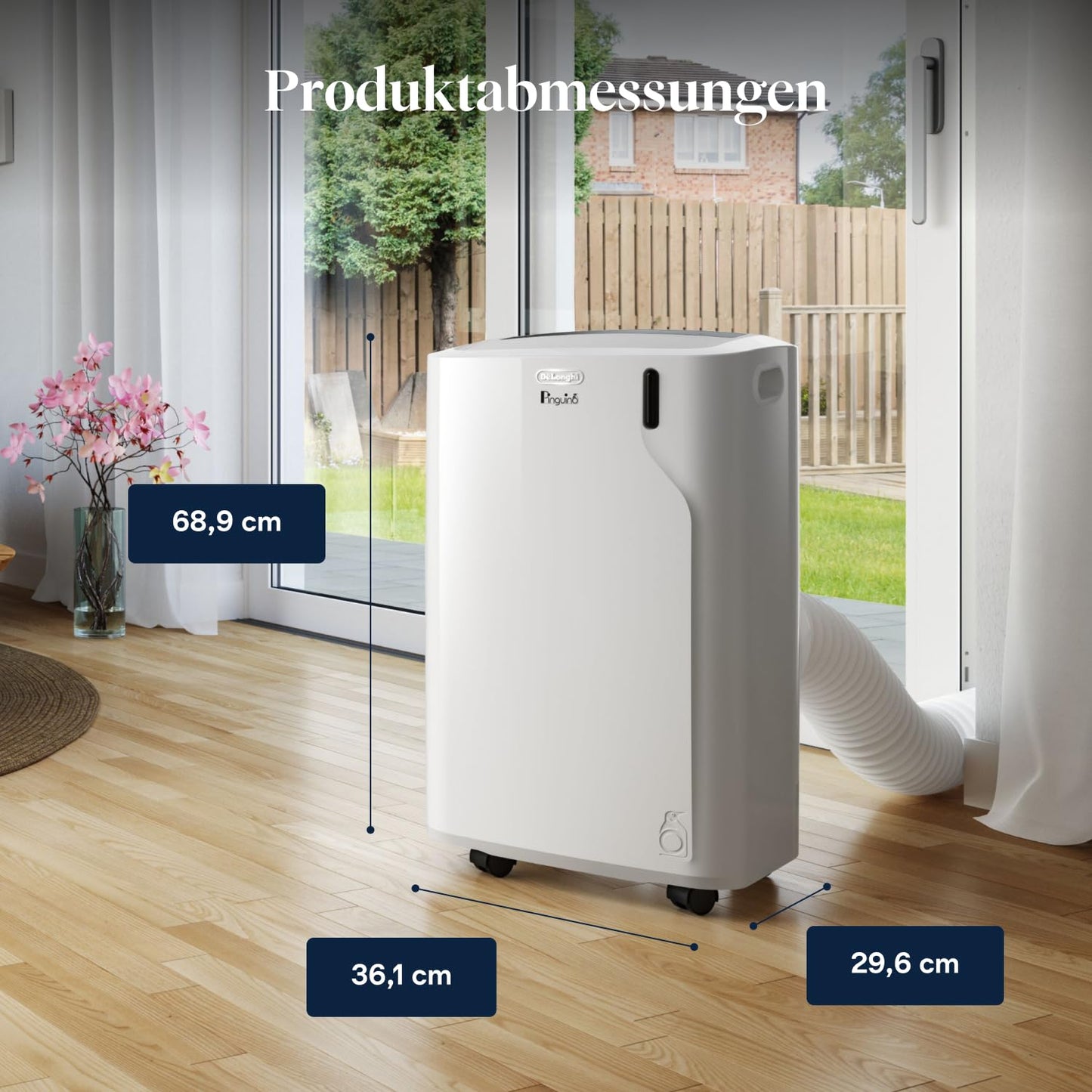 De'Longhi Pinguino - 3-in-1 Mobiles Klimagerät, für Räume bis 27 m², mit Luftentfeuchter & Ventilator, 9400 BTU
