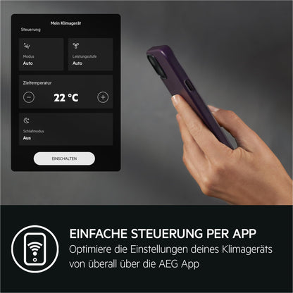 AEG Comfort 6000 AXP26U339CW mobiles Klimagerät / LED Display / Touch-Bedienung / 30-40 m² / nur 64 dB(A) / Automatik
