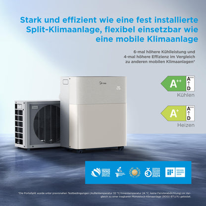Midea PortaSplit-E Mobile Klimaanlage,Kühlen A++/Heizen A+, 12000 BTU 3,5kW